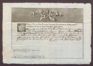 Studienzeugnisse des Marian Franz Schütz von Holzhausen aus Rom.