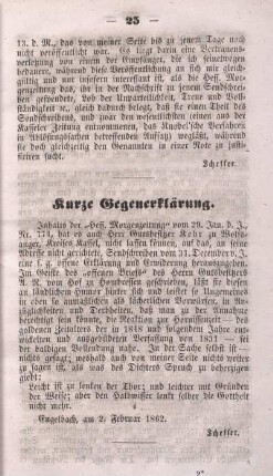 Kurze Gegenerklärung.