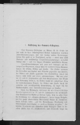 I. Entstehung des Commerz-Collegiums.