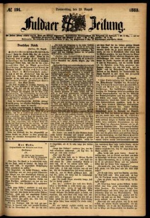 Ausgabe vom Donnerstag, den 23. August 1883.