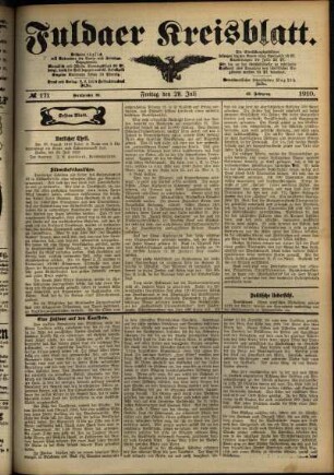 Erste Ausgabe vom Freitag, den 29. Juli 1910.