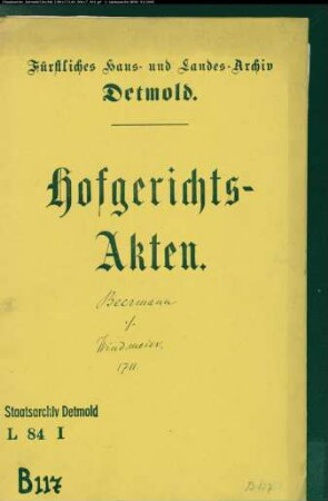 Beermann, Franz Kord zu Kirchdonop gegen Windmeier zu Orbke