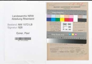 Entnazifizierung Paul Exner , geb. 08.04.1913 (Kaufmann)