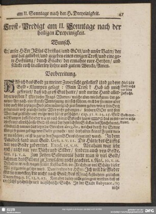 Trost-Predigt am II. Sonntage nach der heiligen Dreyeinigkeit
