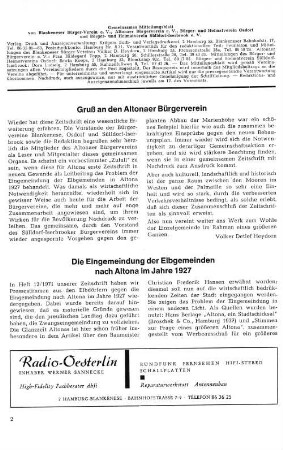 Die Eingemeindung der Elbgemeinden nach Altona im Jahre 1927