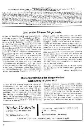 Die Eingemeindung der Elbgemeinden nach Altona im Jahre 1927