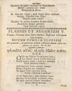 Plausus et augurium V.