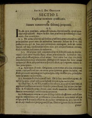 Sectio I. Explicat terminos quæstionis, & Statum controversiæ sedemq proponit.