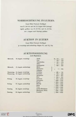 Vorbesichtigung / Auktion / Auktionsordnung