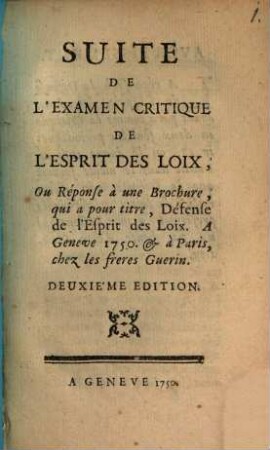 Suite de l'Examen critique de l'Esprit des lois