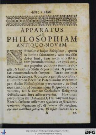 Apparatus Ad Philosophiam Antiquo-Novam.