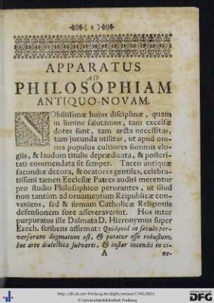 Apparatus Ad Philosophiam Antiquo-Novam.