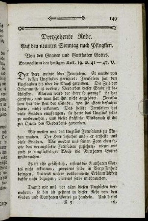 Dreyzehente Rede. Auf den neunten Sonntag nach Pfingsten.