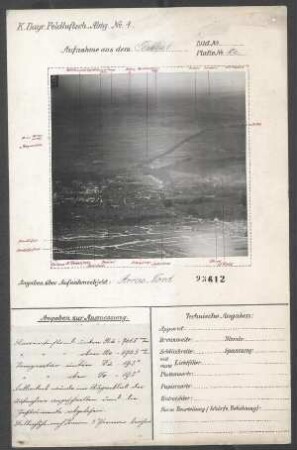 Ballonaufnahmen aus dem Artois: Arras Nord vom Planquadrat 6902 aus