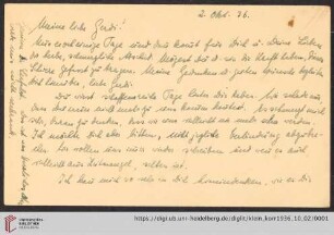 Korrespondenz von Alice und Ludwig Klein: Karte von Hede an Irmgard Klein
