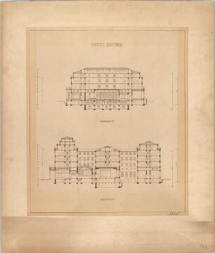 Billing, Hermann; Bochum (Nordrhein-Westfalen); Hotel Bochum - Querschnitt; Längsschnitt