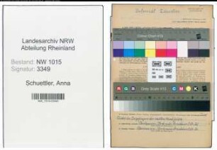 Entnazifizierung Anna Schuettler , geb. 26.12.1894 (Lehrerin)