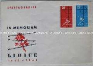 Ersttagsbrief mit zwei Marken zur Erinnerung an Lidice
