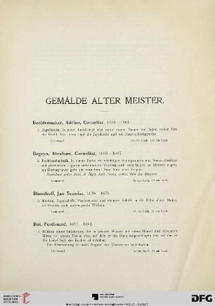 Gemälde alter Meister (Nr. 1-64)