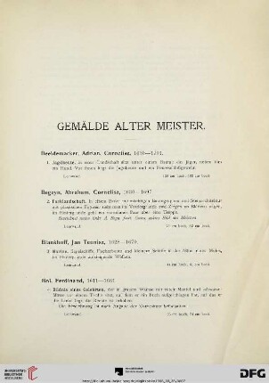 Gemälde alter Meister (Nr. 1-64)