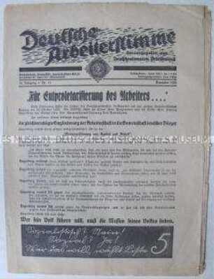 Deutschnationale Monatszeitung "Deutsche Arbeiterstimme" zur Reichstagswahl im November 1932