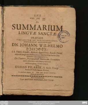 [...] seu Summarium Linguae Sanctae