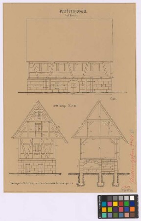 Pattenhofen (Landkreis Nürnberg): Stallung. Stallung (Seiten-Ansicht, Giebel-Ansicht, Querschnitt)