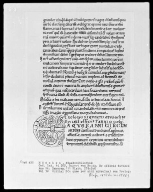 Rupert von Deutz, De officiis divinis — Initale E (a quae per anni circulum), Folio 3verso