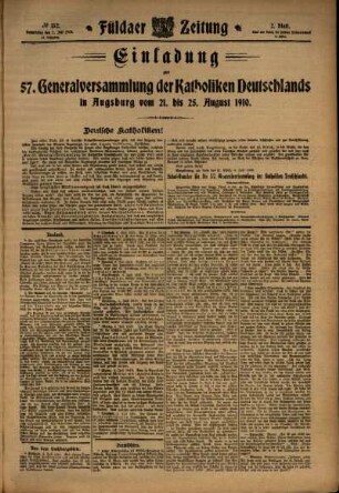 Zweite Ausgabe vom Donnerstag, den 07. Juli 1910.