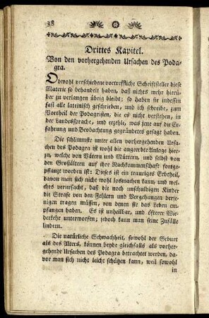 Drittes Kapitel. Von den vorhergehenden Ursachen des Podagra.