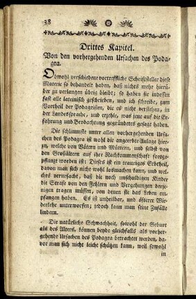 Drittes Kapitel. Von den vorhergehenden Ursachen des Podagra.