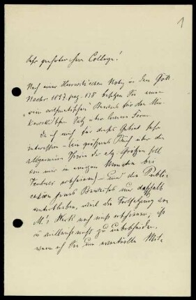 Nr. 1: Brief von Gyula König an David Hilbert, Budapest, 8.10.1901