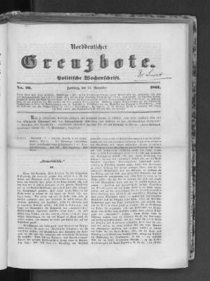 No. 26. Hamburg, den 17. November. 1861.