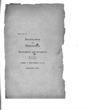 Price List of Psychological and Physiological Instruments and Apparatus
