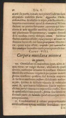 Caput VIII. Corpora mundana minora in genere