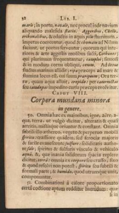 Caput VIII. Corpora mundana minora in genere