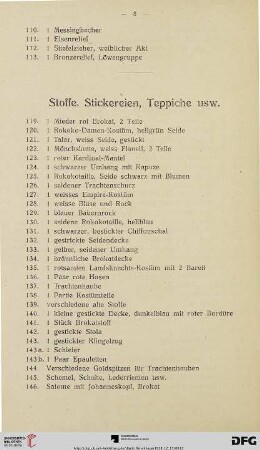 Stoffe, Stickereien, Teppiche usw. (Nr. 119-185)