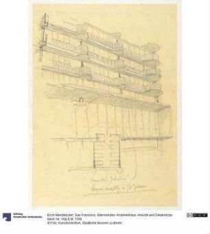 San Francisco, Maimonides- Krankenhaus, Ansicht und Detailskizze