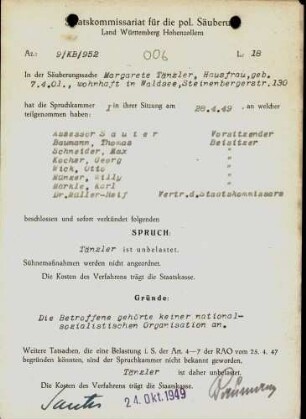 Tänzler, Margarete