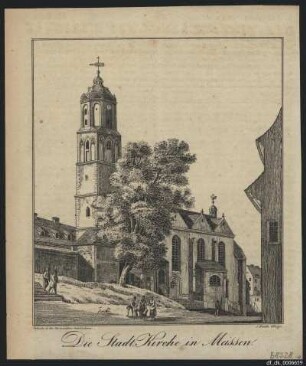 Ansicht der Frauenkirche in Meißen, Lithographie, ab 1829