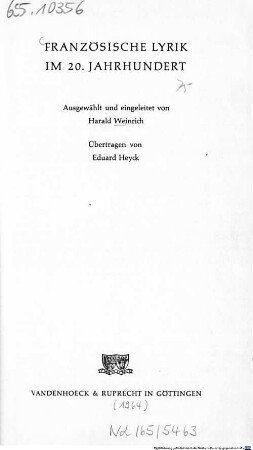 Französische Lyrik im 20. Jahrhundert