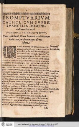 PROMPTVARIVM CATHOLICVM SVPER EVANGELIA DOMINIcalia totius anni.