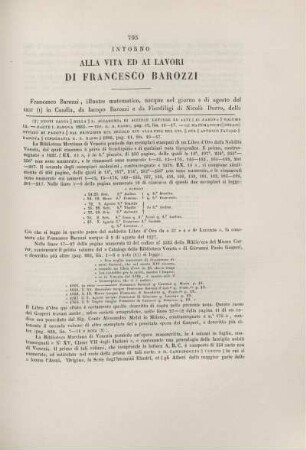 Intorno alla vita ed ai lavori di Francesco Barozzi.