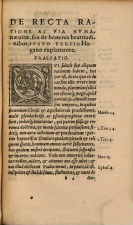 De humanae vitae recta ratione ac via liber unus
