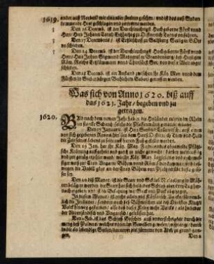Biiv-Ciiir, Was sich von Anno 1620. biß auff das 1621. Jahr [...]. - Was sich von Anno 1622. biß auff das 1622. Jahr begeben und zugetragen.