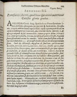 Articulus III. Protestantes docent, quod bona opera vere mercantur Coelestis gloriae gradus