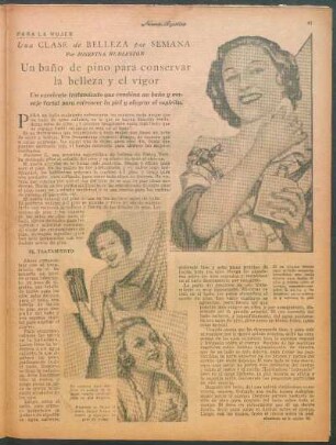 Un baño de pino para conservar la belleza y el vigor : Una clase de belleza por semana