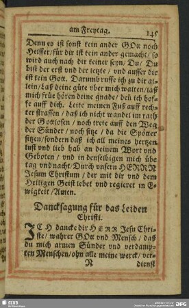 Dancksagung für das Leiden Christi