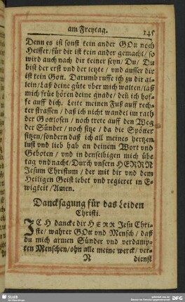 Dancksagung für das Leiden Christi