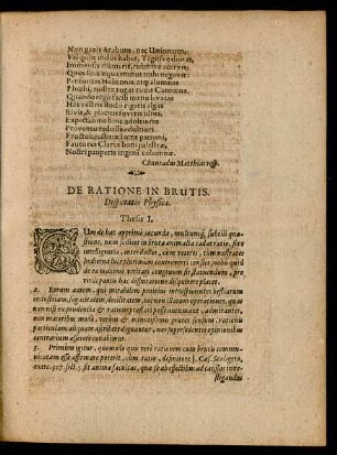 De Ratione In Brutis. Disputatio Physica.